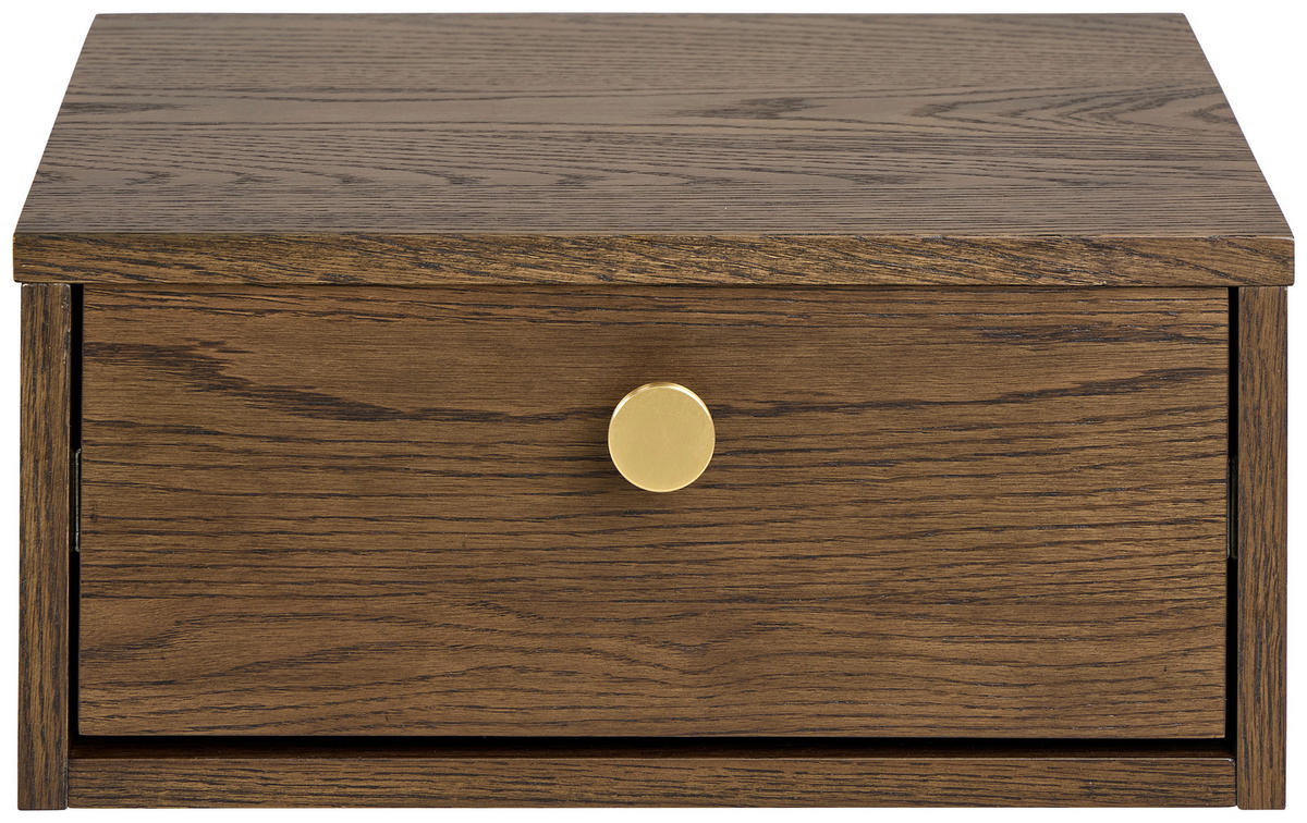 NACHTTISCH 40/18/30 cm  in furniert Eiche dunkel  - Eiche dunkel/Goldbraun, Modern, Holzwerkstoff/Metall (40/18/30cm) - MID.YOU