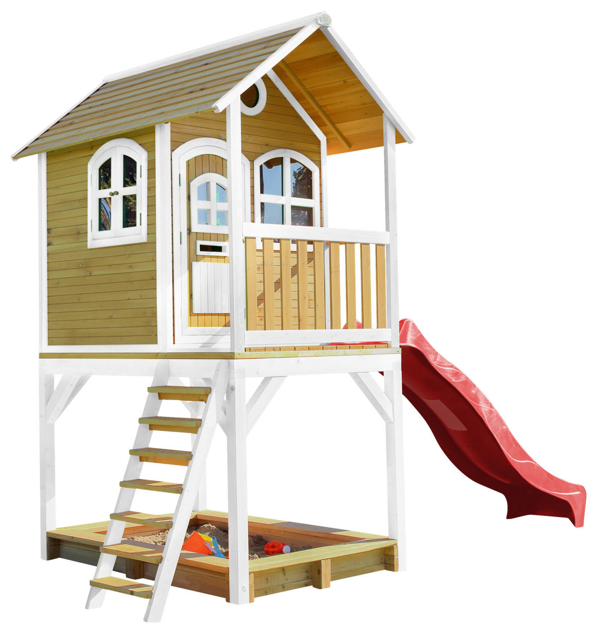 SPIELTURM 370/291/191 cm SPIELTURM SARAH  - Rot/Braun, KONVENTIONELL, Holz/Kunststoff (370/291/191cm) - Ambia Garden