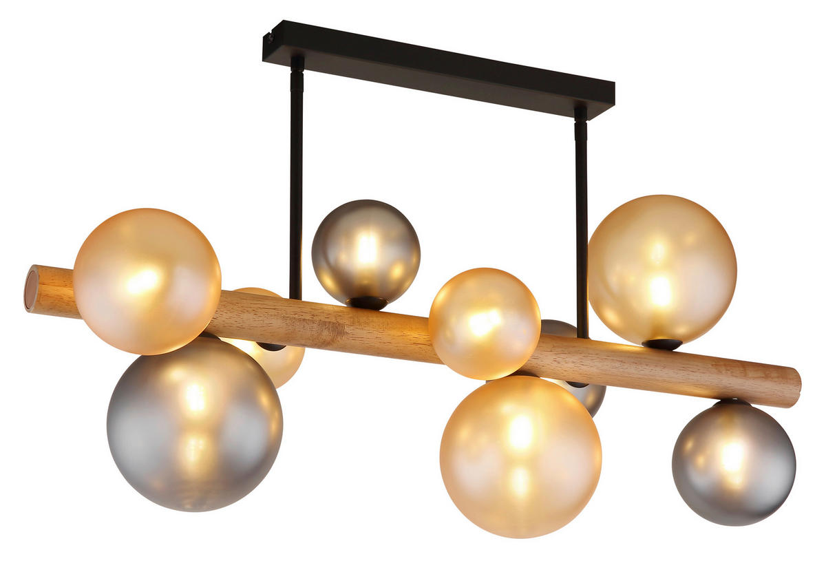 DECKENLEUCHTE    78/29/45 cm  - Dunkelbraun/Schwarz, Basics, Glas/Holz (78/29/45cm) - Globo