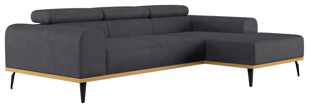 ECKSOFA in Mikrofaser Schwarz  244/157 cm  - Schwarz, KONVENTIONELL, Textil/Metall (244/157cm) - Cotta