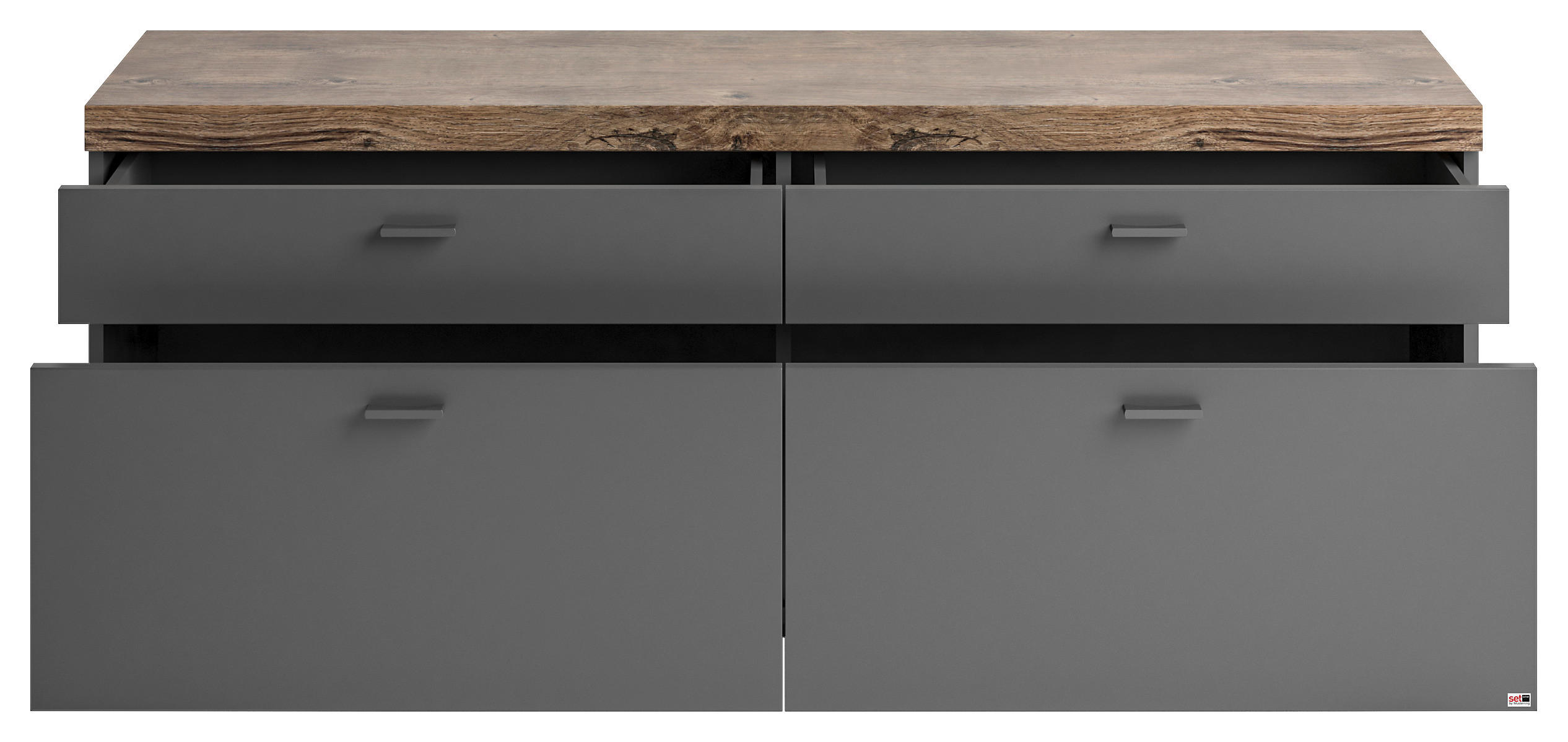 LOWBOARD  in 150,1/58,7/43,8 cm  - Eichefarben/Grau, Design, Holzwerkstoff/Metall (150,1/58,7/43,8cm) - SetOne by Musterring