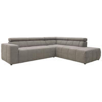 ECKSOFA in Mikrofaser Silberfarben  275/228 cm  - Silberfarben/Schwarz, Design, Kunststoff/Textil (275/228cm) - MID.YOU