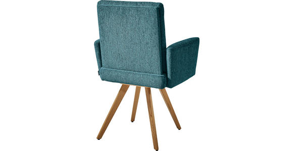 ARMLEHNSTUHL  in Chenille  - Eichefarben/Hellblau, Design, Holz/Textil (56/92/60cm) - Dieter Knoll