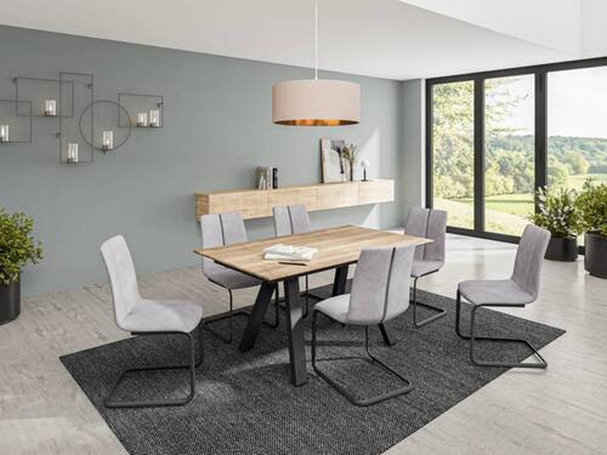 ESSTISCH rechteckig Anthrazit, Eichefarben  - Eichefarben/Anthrazit, Design, Holzwerkstoff/Metall (140/90/75cm) - Venjakob