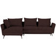 ECKSOFA  in Webstoff Braun  182/282 cm  - Schwarz/Braun, MODERN, Textil/Metall (182/282cm) - Carryhome
