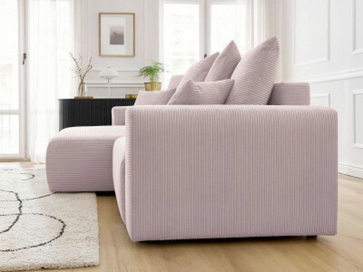ECKSOFA Ottomane links  ATILLA Lila Cord  - Lila/Schwarz, MODERN, Kunststoff/Textil (149/244cm)