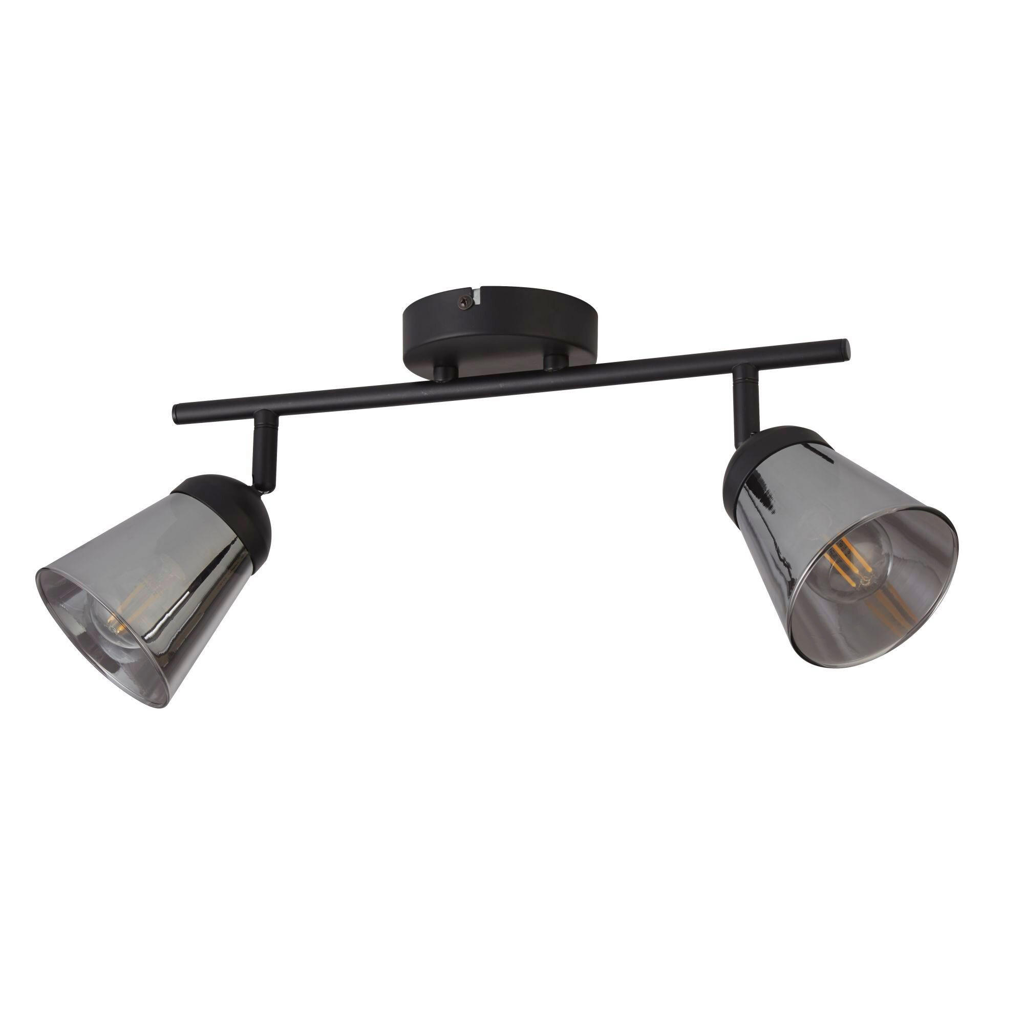 DECKENSTRAHLER 50/25/13 cm   - Schwarz, Basics, Glas/Metall (50/25/13cm)