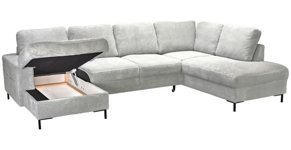 WOHNLANDSCHAFT Naturfarben Cord  - Schwarz/Naturfarben, KONVENTIONELL, Textil/Metall (148/303/197cm) - Carryhome