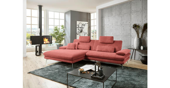 ECKSOFA in Velours Koralle 184/284 cm - Koralle/Schwarz, Design, Textil/Metall (184/284cm) - Dieter Knoll