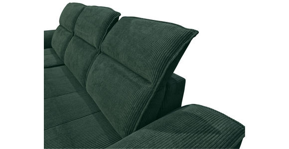 ECKSOFA Dunkelgrün Cord  - Dunkelgrün/Schwarz, KONVENTIONELL, Textil/Metall (196/290cm) - Carryhome