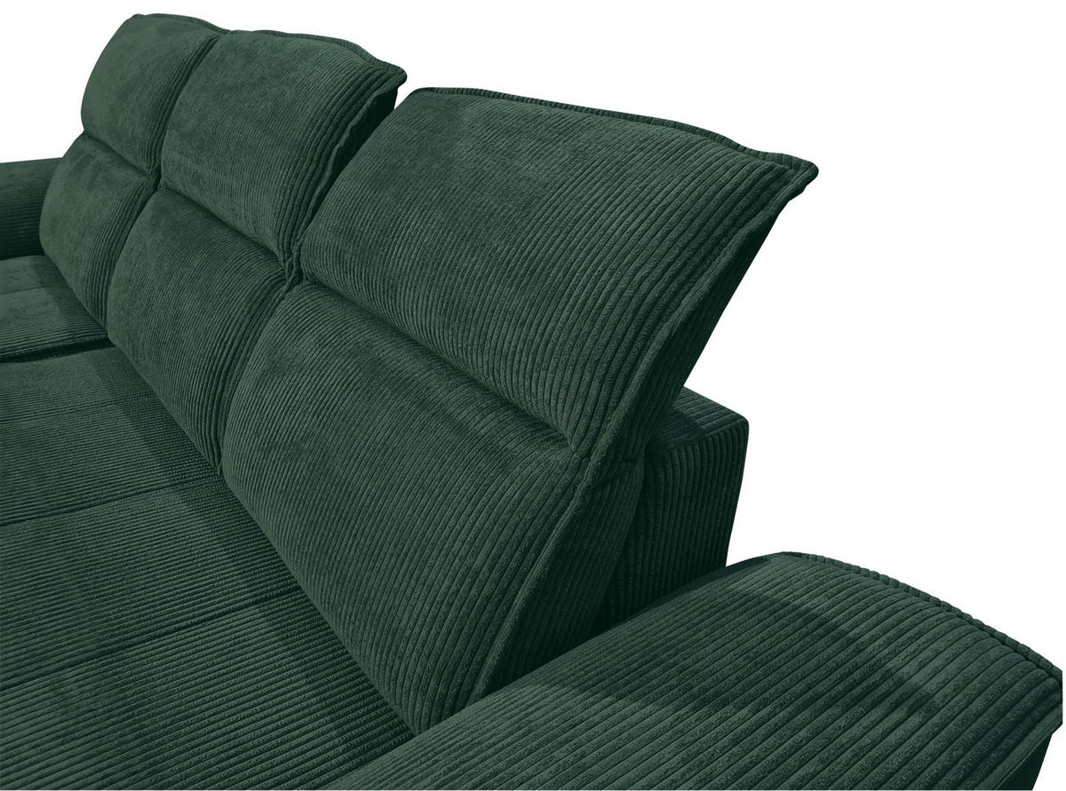 ECKSOFA Dunkelgrün Cord  - Dunkelgrün/Schwarz, KONVENTIONELL, Textil/Metall (196/290cm) - Carryhome