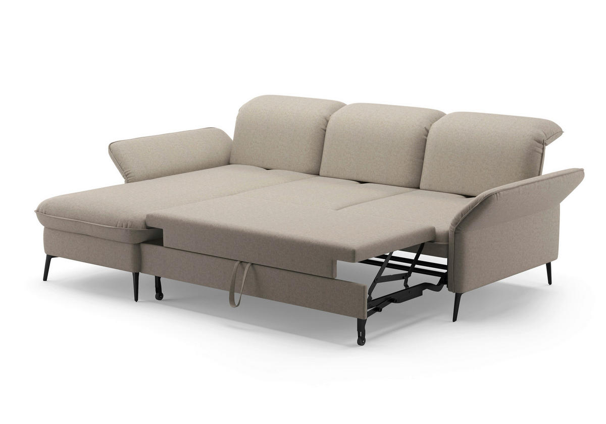 ECKSOFA in Flachgewebe Taupe  - Taupe/Schwarz, Konventionell, Textil/Metall (198/264cm) - Sit & More