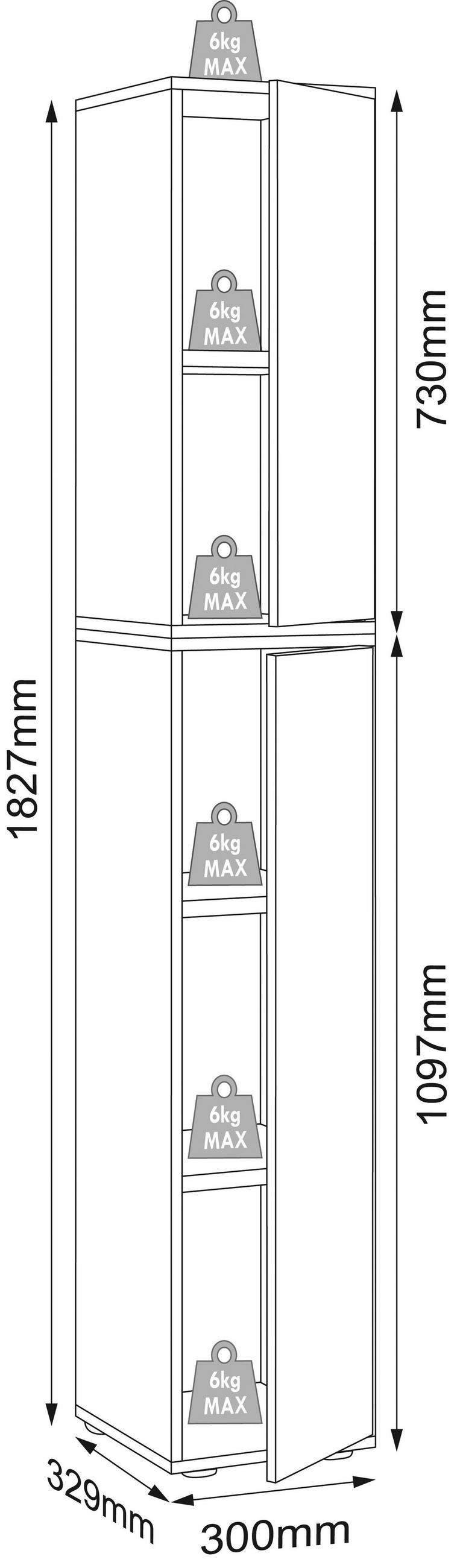 AKTENSCHRANK 30/183/33 cm  - Honigeiche/Weiss, Design, Holzwerkstoff (30/183/33cm) - MID.YOU