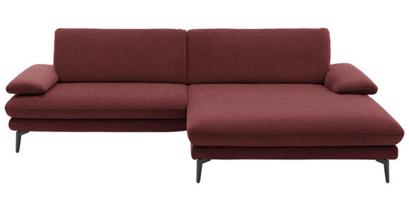 ECKSOFA in Velours Weinrot 284/184 cm - Weinrot/Schwarz, Design, Textil/Metall (284/184cm) - Dieter Knoll