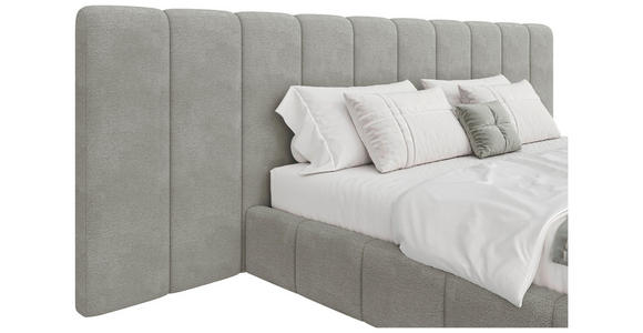 POLSTERBETT gepolstertes Kopfteil, Lattenrost, Bettkasten Hellgrau 160/200 cm  - Hellgrau/Schwarz, Design, Holz/Kunststoff (160/200cm) - Carryhome