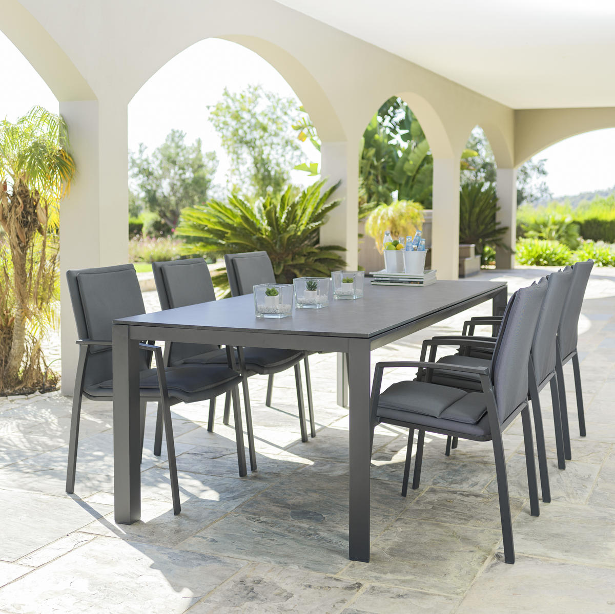 STAPELSESSEL Aluminium Anthrazit, Grau  - Anthrazit/Grau, Design, Textil/Metall (58/91/63cm) - Amatio