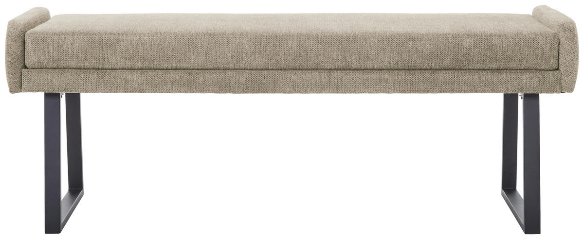 HOCKERBANK 140/51/49 cm Webstoff Schwarz, Beige  - Beige/Schwarz, Design, Textil/Metall (140/51/49cm) - Novel