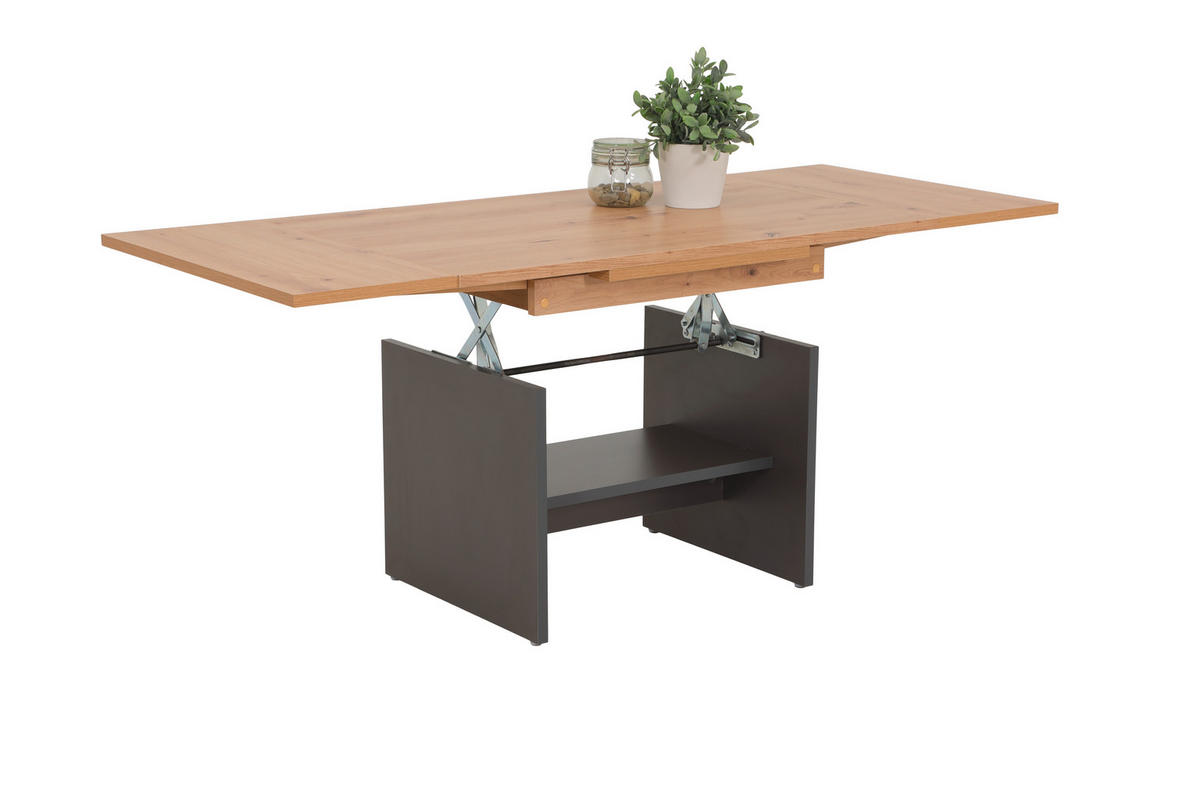 COUCHTISCH 90-142/60/47-57 cm rechteckig Eiche Artisan  - Anthrazit/Eiche Artisan, Design, Holzwerkstoff (90-142/60/47-57cm) - Livetastic