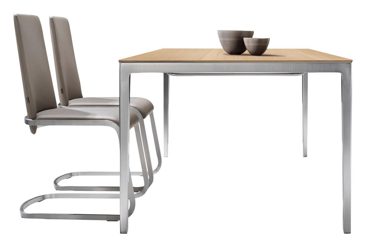 ESSTISCH in Holz, Metall 160-260/100/75 cm  - Eiche Bianco/Edelstahlfarben, Design, Holz/Metall (160-260/100/75cm) - TEAM 7