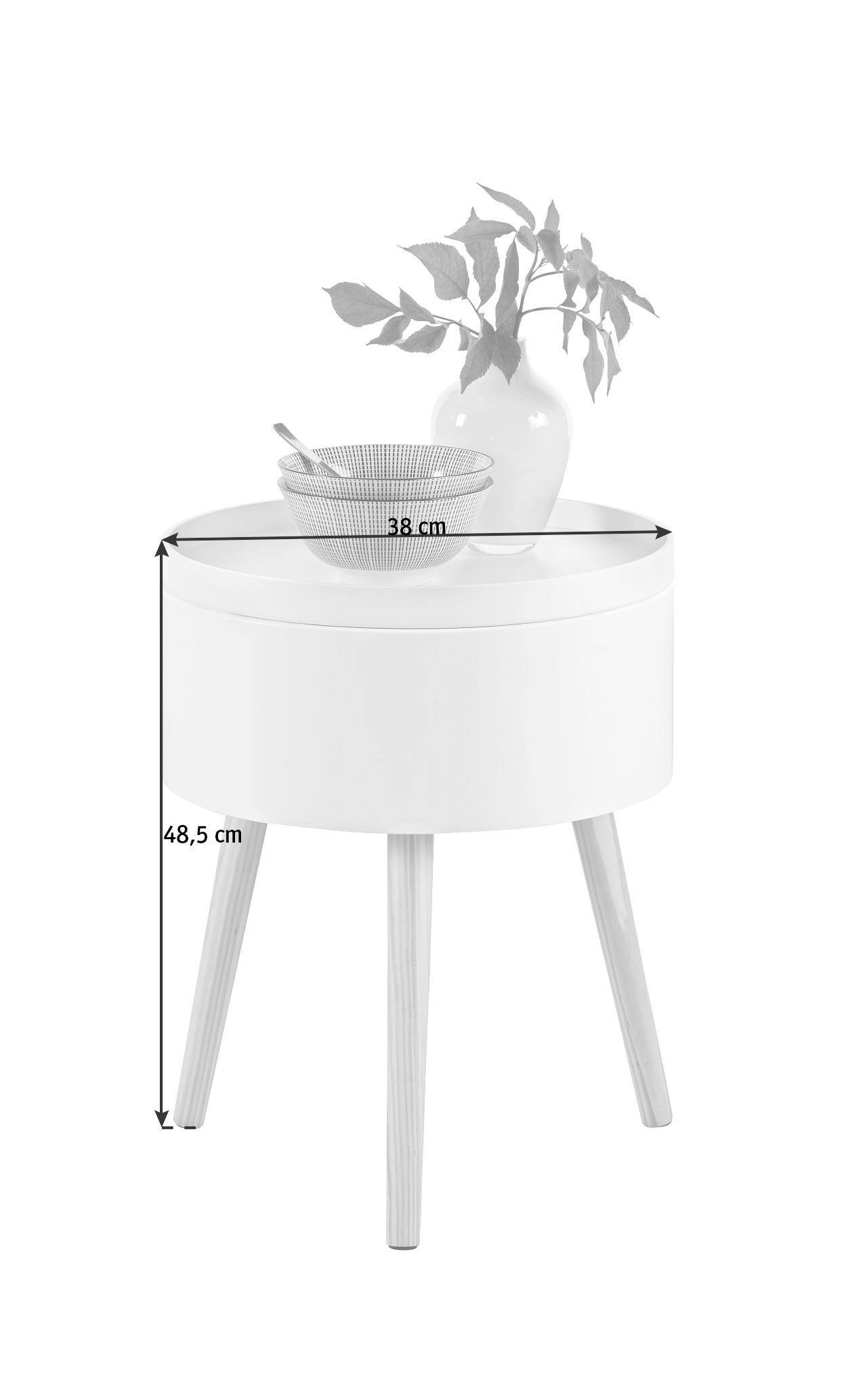 POMOĆNI STOLIĆ prirodne boje, bijela drvo, drvni materijal - bijela/prirodne boje, Design, drvni materijal/drvo (38/38/48,5cm) - Carryhome