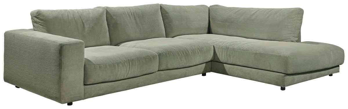 ECKSOFA in Cord Dunkelgrün  325/224 cm  - Dunkelgrün/Schwarz, Design, Kunststoff/Textil (325/224cm) - Hom`in