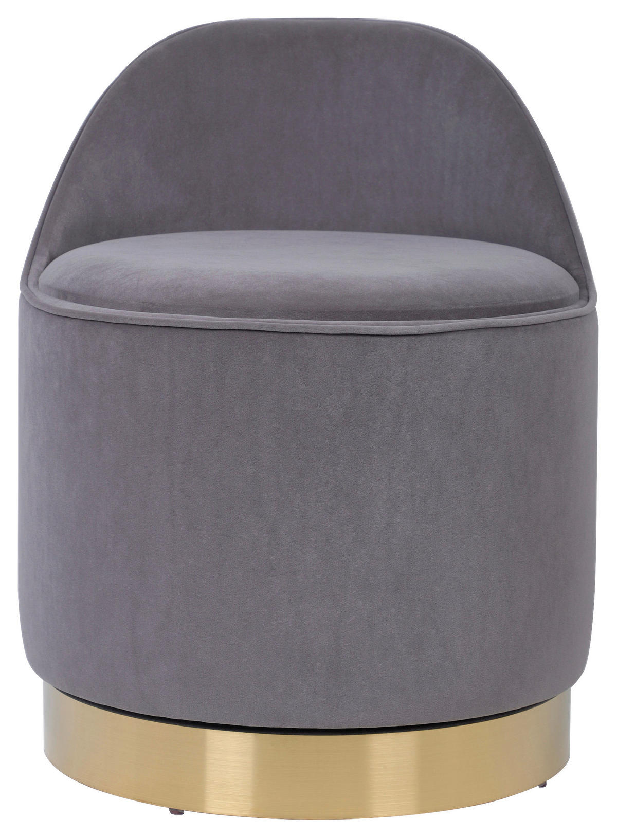 DREHHOCKER Samt Grau  - Goldfarben/Grau, Design, Textil/Metall (52/68cm) - Kayoom