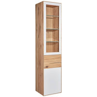 VITRINE Solida in massiv Asteiche Weiß, Eichefarben  - Eichefarben/Weiß, Design, Glas/Holz (47/205,5/40cm) - Valnatura