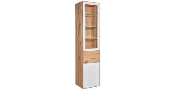 VITRINE in massiv Asteiche Weiß, Eichefarben - Eichefarben/Weiß, Design, Glas/Holz (47/205,5/40cm) - Valnatura