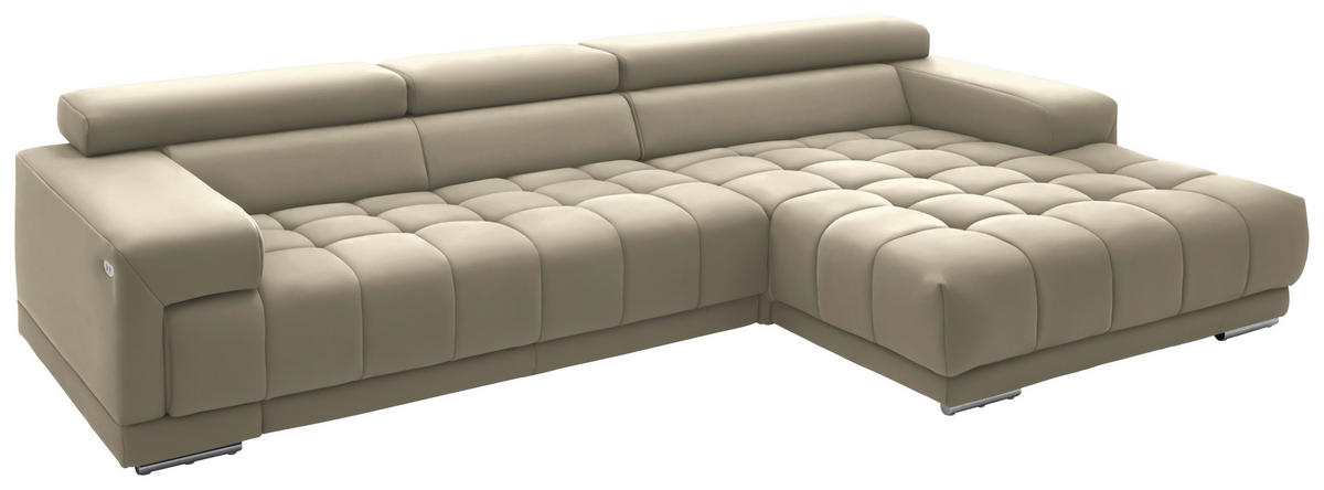 ECKSOFA Mikrofaser Naturfarben  - Silberfarben/Naturfarben, Design, Textil/Metall (335/190cm) - Beldomo Speed