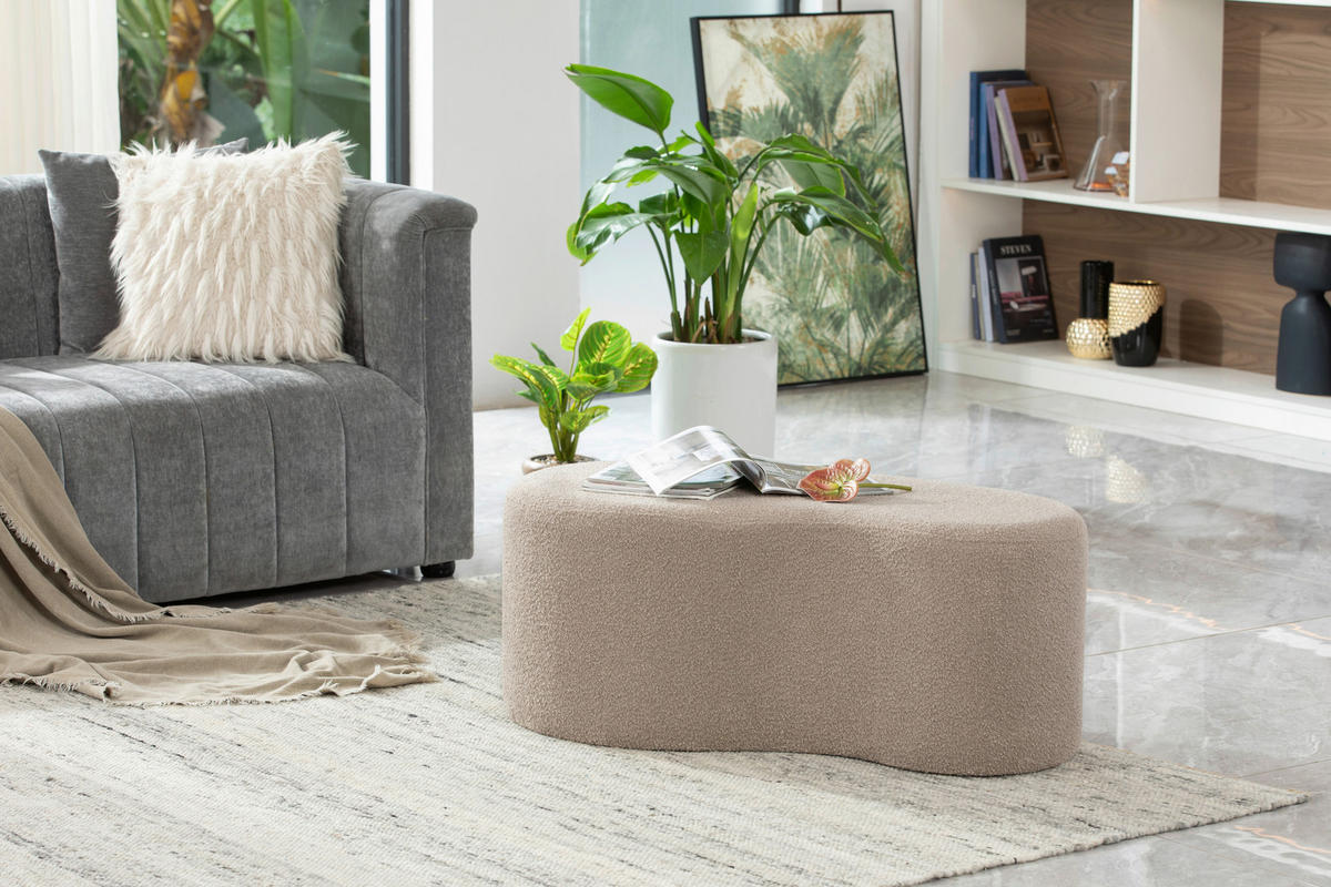HOCKER in Textil, Holzwerkstoff Hellbraun  - Hellbraun, Design, Holzwerkstoff/Textil (93/37/49cm) - MID.YOU