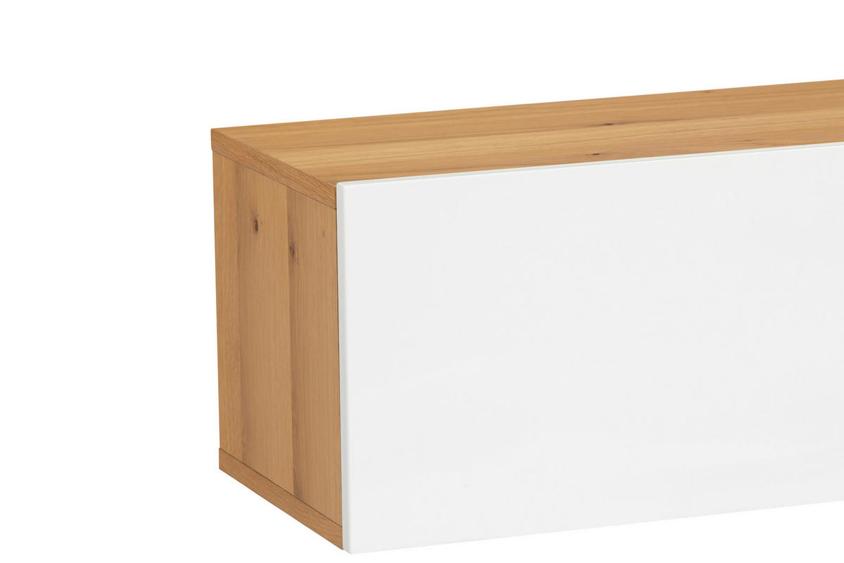 LOWBOARD 180/30/33 cm  - Weiß Hochglanz/Naturfarben, Design, Holz/Holzwerkstoff (180/30/33cm) - MID.YOU