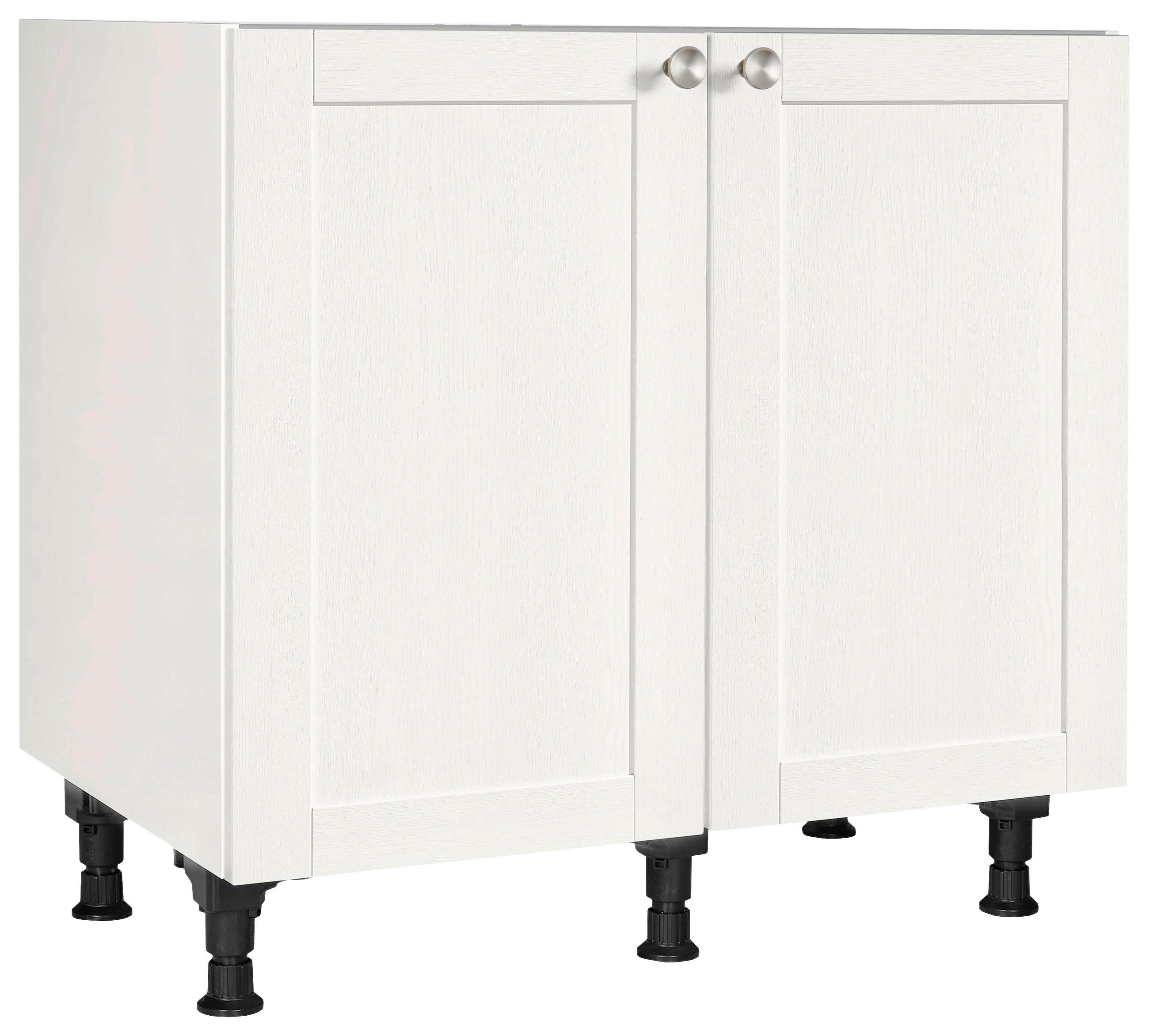 SPÜLENUNTERSCHRANK 90/87/56 cm  in Weiß  - Edelstahlfarben/Weiß, MODERN, Holzwerkstoff/Metall (90/87/56cm) - Nobilia