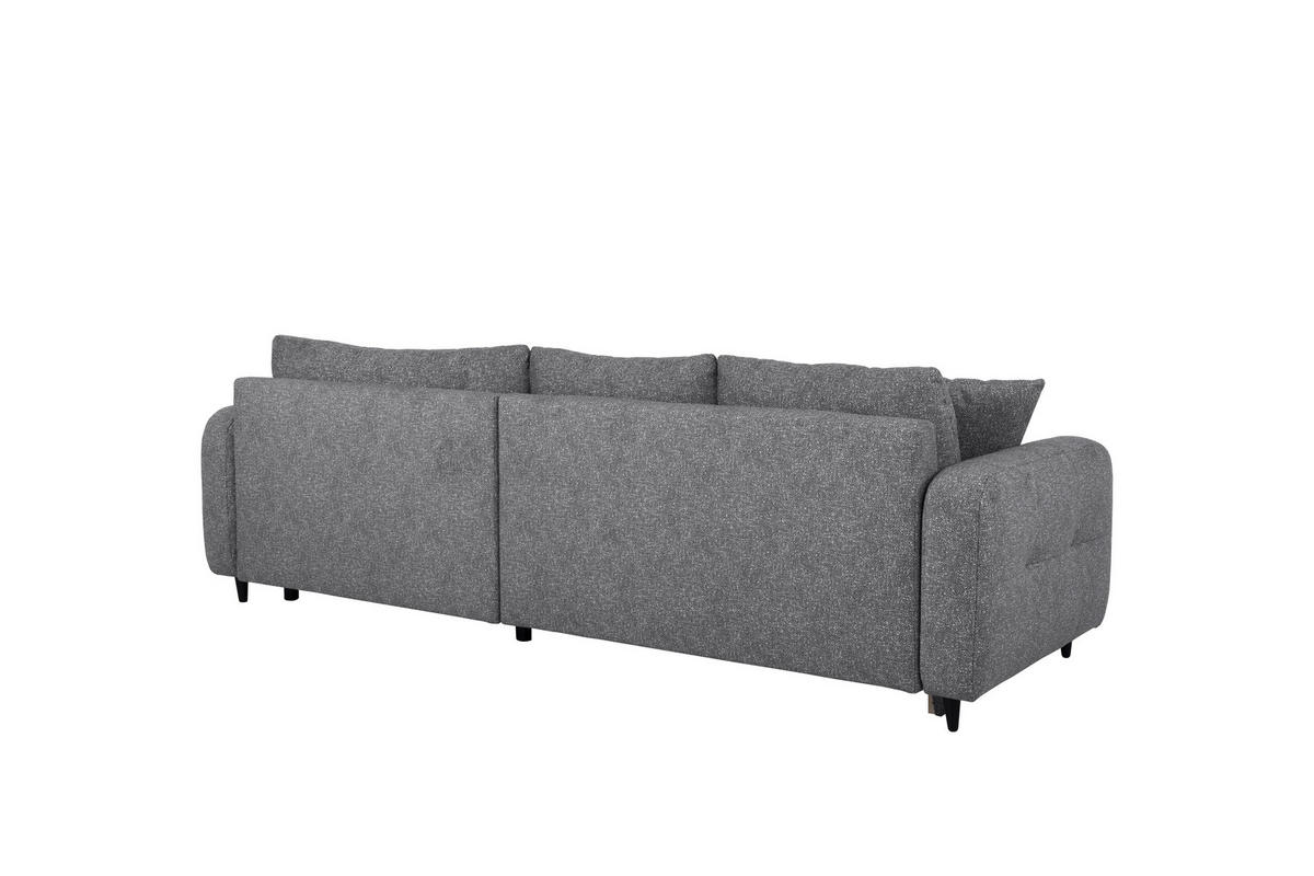 ECKSOFA in Velours Grau  - Schwarz/Grau, MODERN, Holz/Textil (282/184cm) - Lomoco