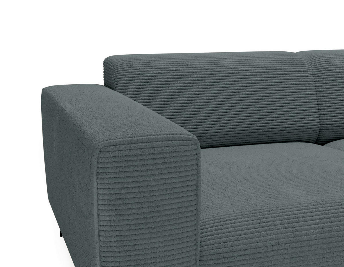 2-SITZER-SOFA Cord Graphitfarben  - Schwarz/Graphitfarben, KONVENTIONELL, Textil/Metall (207/75/104cm) - Carryhome