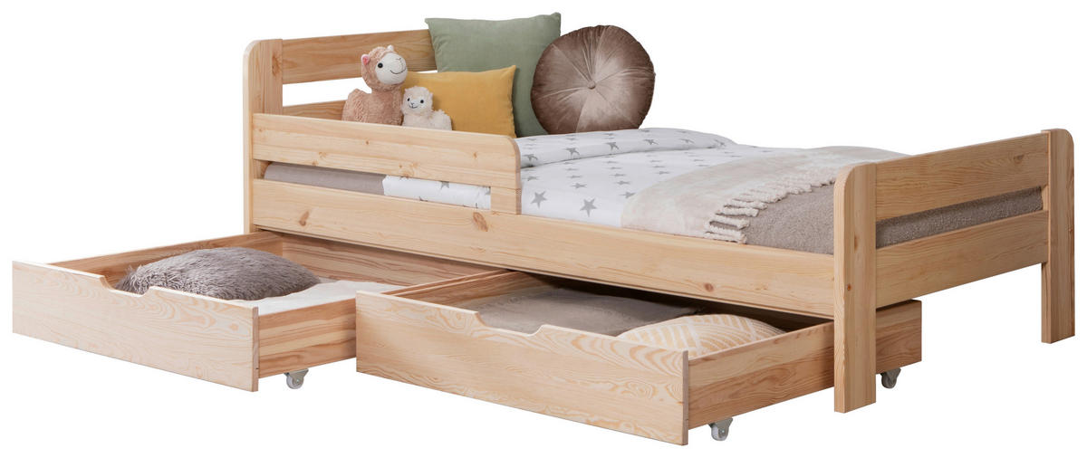 STAURAUMBETT 90/200 cm  in Naturfarben   - Naturfarben, Modern, Holz (90/200cm) - MID.YOU