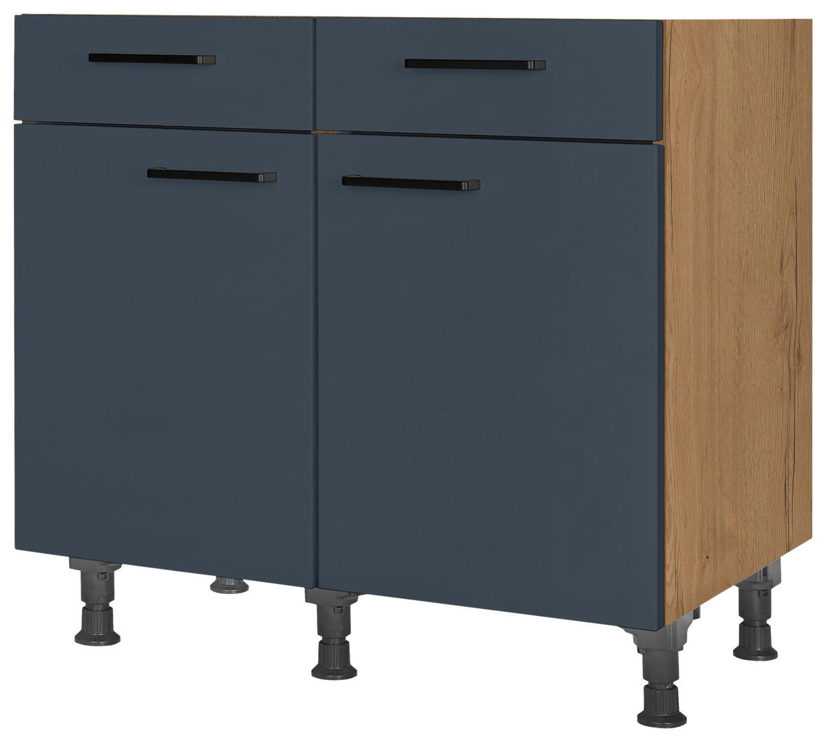 SCHUBKASTENUNTERSCHRANK 90/87/56 cm  in Blau, Eichefarben  - Blau/Eichefarben, MODERN, Holzwerkstoff/Metall (90/87/56cm) - Nobilia