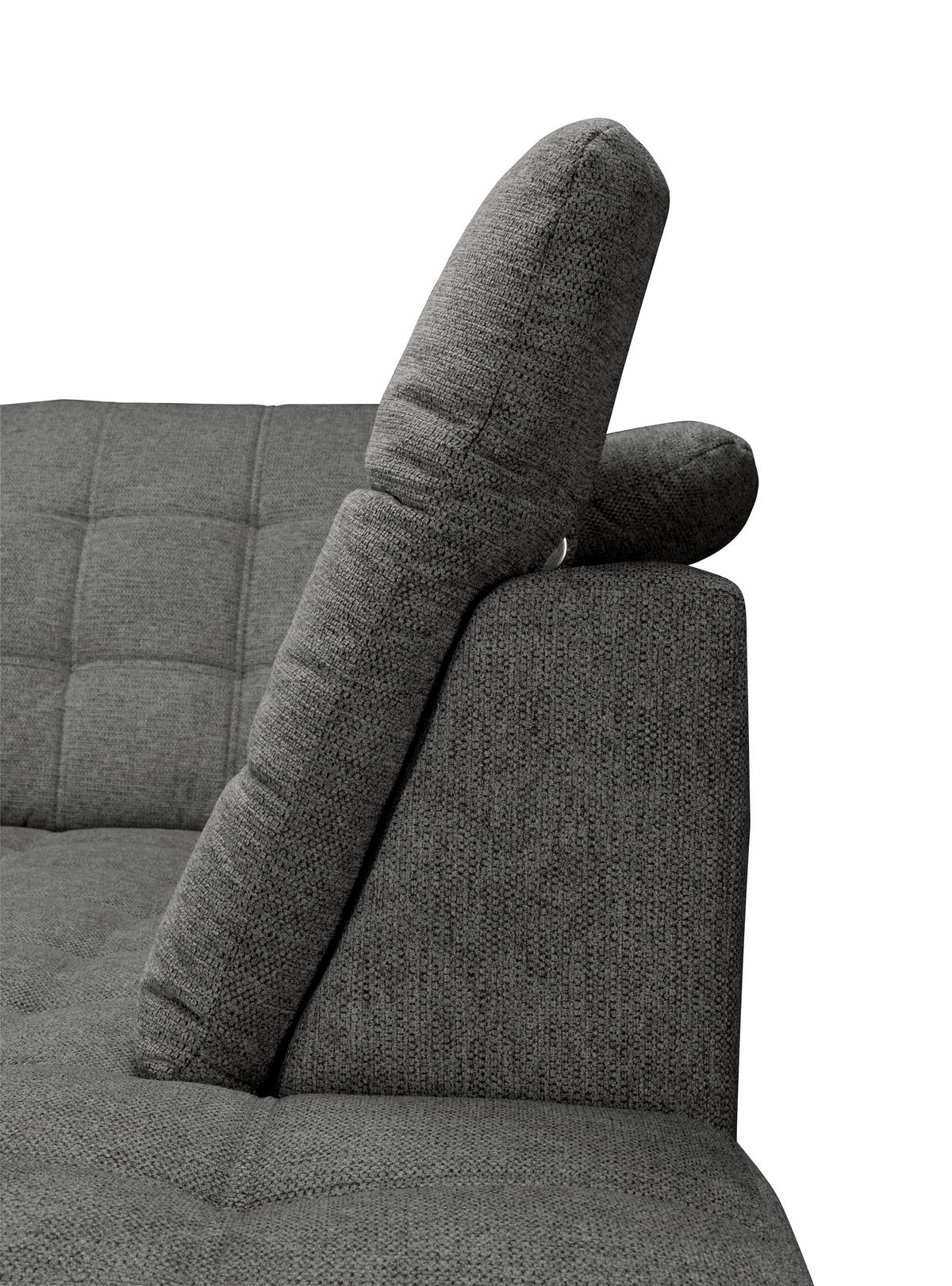 ECKSOFA Graubraun Chenille  - Chromfarben/Graubraun, KONVENTIONELL, Kunststoff/Textil (260/205cm) - Carryhome