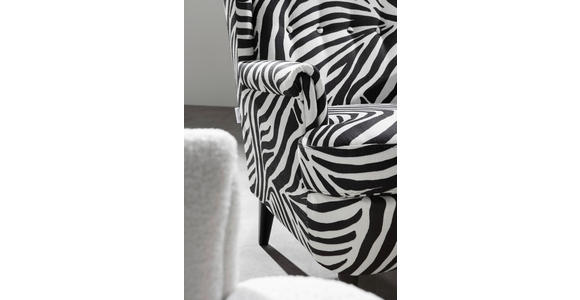 OHRENSESSEL Flachgewebe Schwarz, Weiß  - Dunkelbraun/Schwarz, Design, Holz/Textil (72/104/85cm) - Carryhome