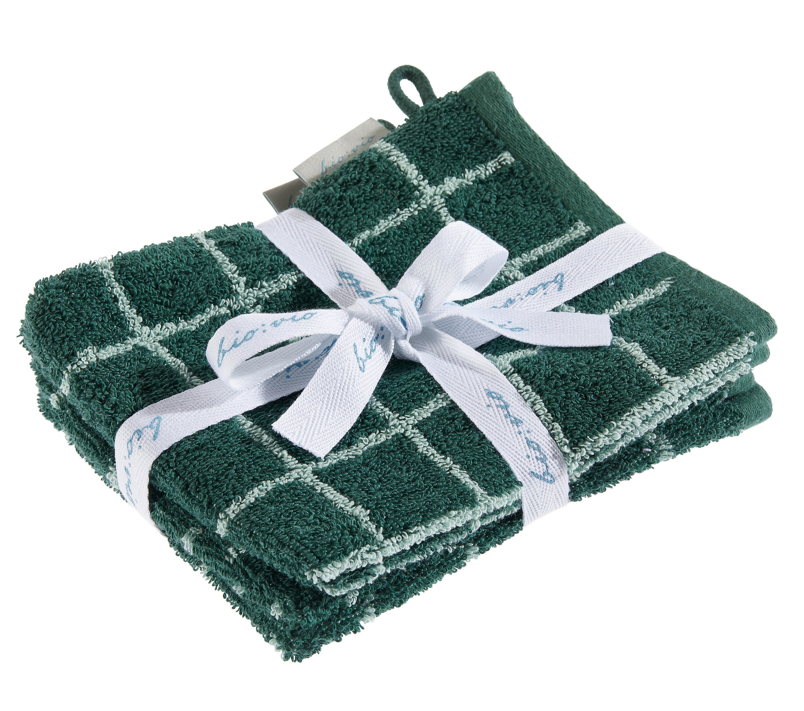 Bio:Vio Waschhandschuhset Champ Dunkelgrün, Mintgrün 16x21 cm