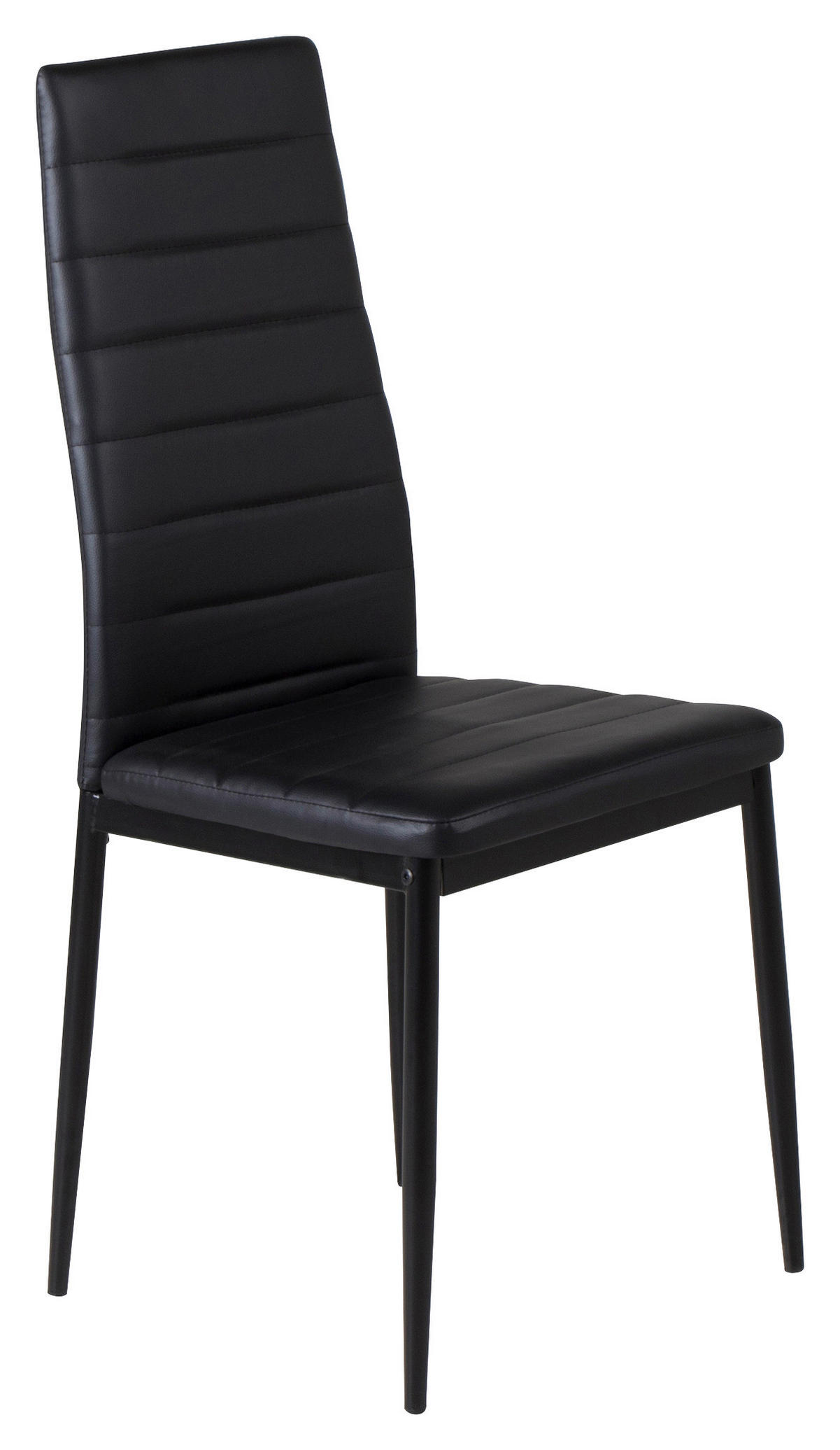 STUHL-SET 2 Stück  in Stahl Lederlook (vegan) Metall, Textil  - Schwarz, Design, Textil/Metall (42/98/48cm) - Livetastic