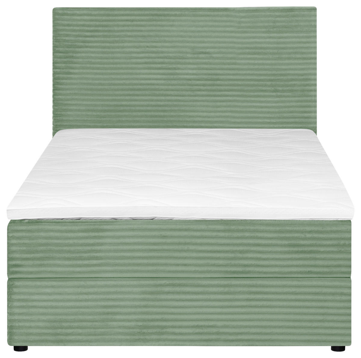 BOXBETT 120/200 cm,  in Olivgrün, Matratze, Bettkasten, Topper, H3 = fest  - Schwarz/Olivgrün, Trend, Kunststoff/Textil (120/200cm) - Boxxx