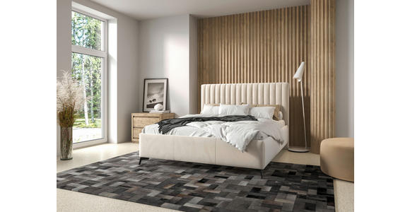 POLSTERBETT gepolstertes Kopfteil, Lattenrost, Bettkasten Beige 140/200 cm - Beige/Schwarz, KONVENTIONELL, Holz/Textil (140/200cm) - Hom`in