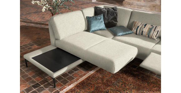 ECKSOFA in Flachgewebe, Struktur Creme  - Anthrazit/Creme, Design, Textil/Metall (254/230cm) - Ambiente