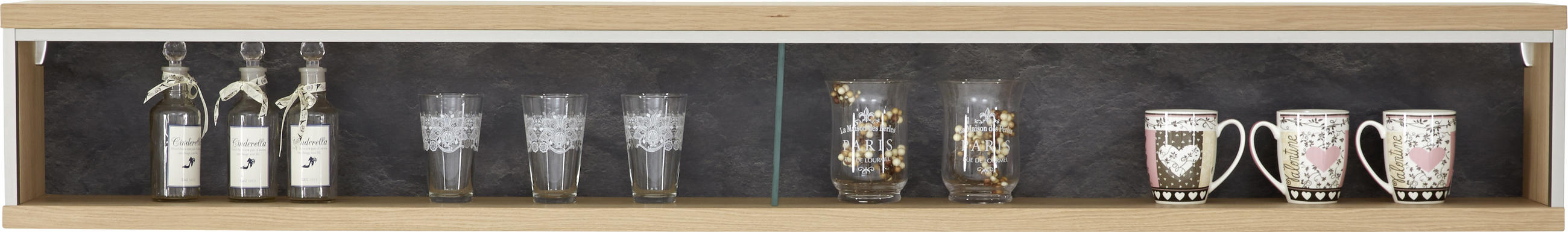 WANDREGAL 184/27/23 cm - Schieferfarben/Edelstahlfarben, Konventionell, Glas/Holz (184/27/23cm) - MID.YOU