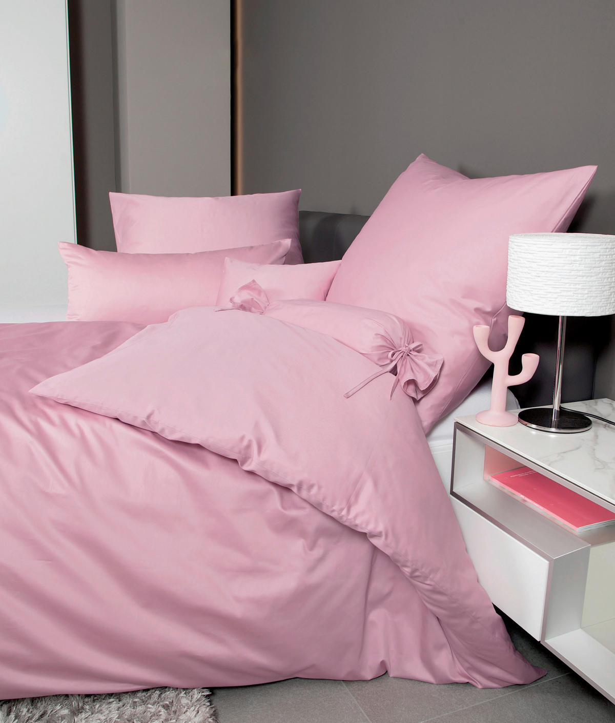 BETTWÄSCHE Giacomo Makosatin 240/220 cm  - Rosa, Basics, Textil (240/220cm) - Janine