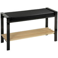 BADHOCKER - Schwarz/Kieferfarben, Basics, Holz/Textil (80/47,5/30cm)