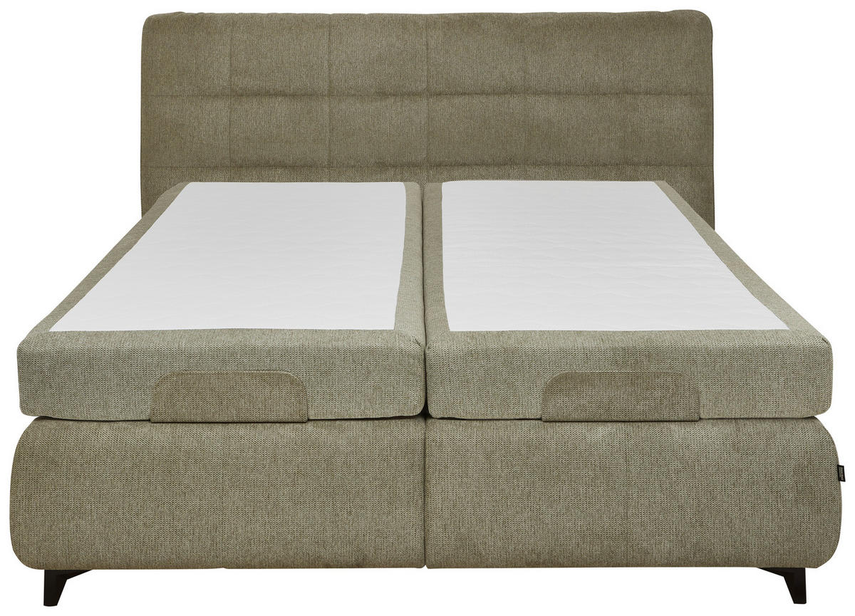 BOXSPRINGBETT 180/200 cm  in Olivgrün  - Schwarz/Olivgrün, KONVENTIONELL, Textil/Metall (180/200cm) - Dieter Knoll
