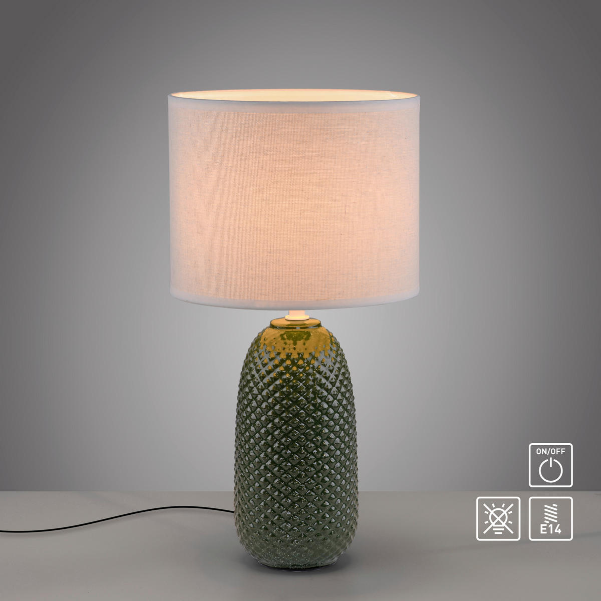 TISCHLEUCHTE PINE 20/20/38 cm  - Weiß/Grün, Design, Glas/Kunststoff (20/20/38cm)