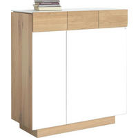 SCHUHSCHRANK Wildeiche massiv Eichefarben, Beige  - Eichefarben/Beige, Design, Glas/Holz (96/106/42,5cm) - Voglauer