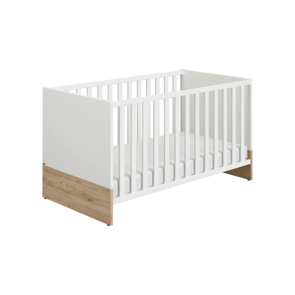 RÁCSOS KISÁGY Remo  - tölgyfa/fehér, Basics, faalapú anyag/fa (143,4/78,9cm) - Paidi